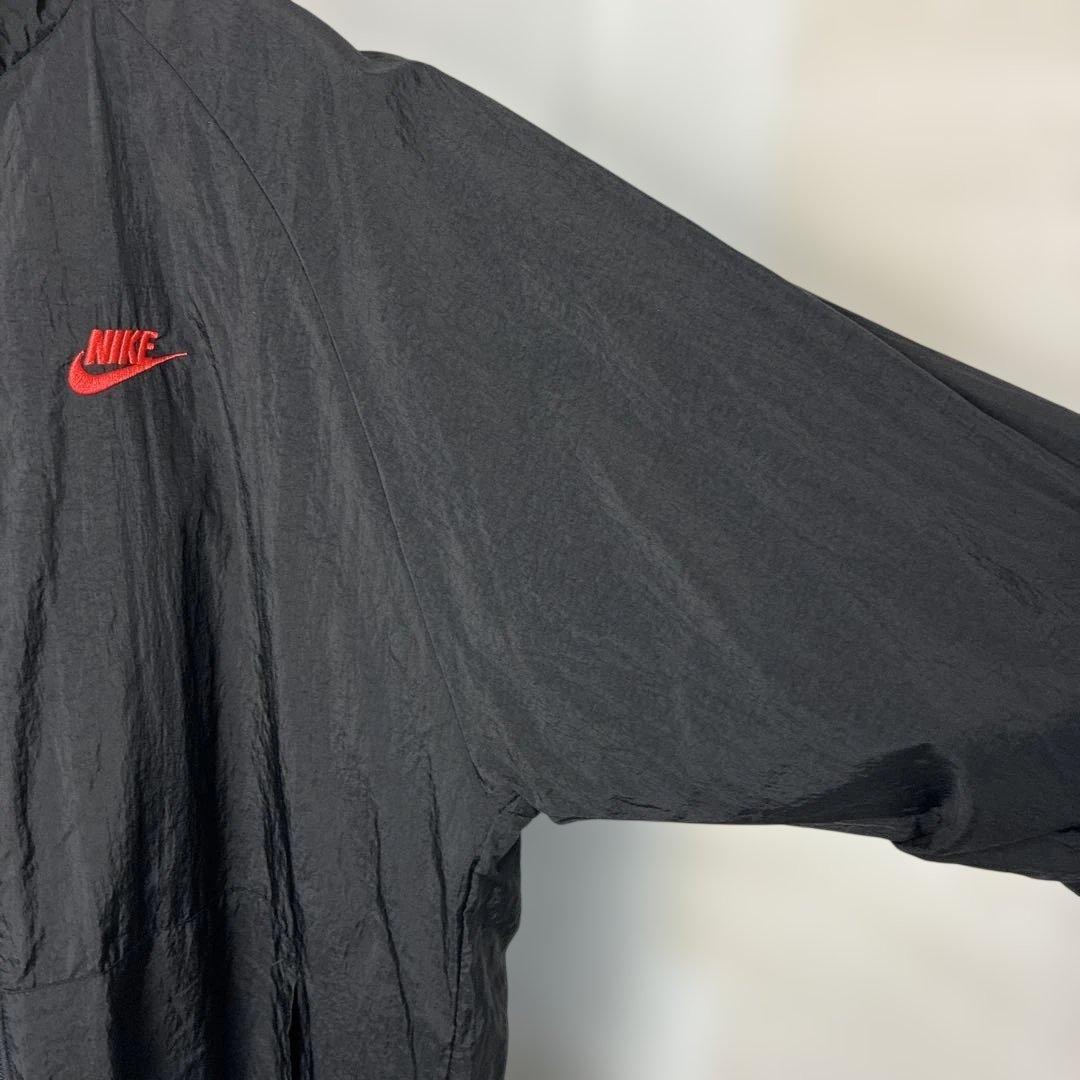 NIKEナイキ　リバーシブル　ナイロンジャケット　フリース　刺繍ロゴ　ブラック赤