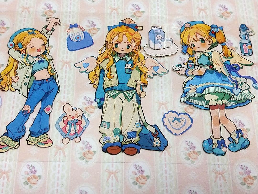 完売御礼✩再販✩J472＃彩色衣橱(PET)普通小狗切り売り海外人物マステ女の子