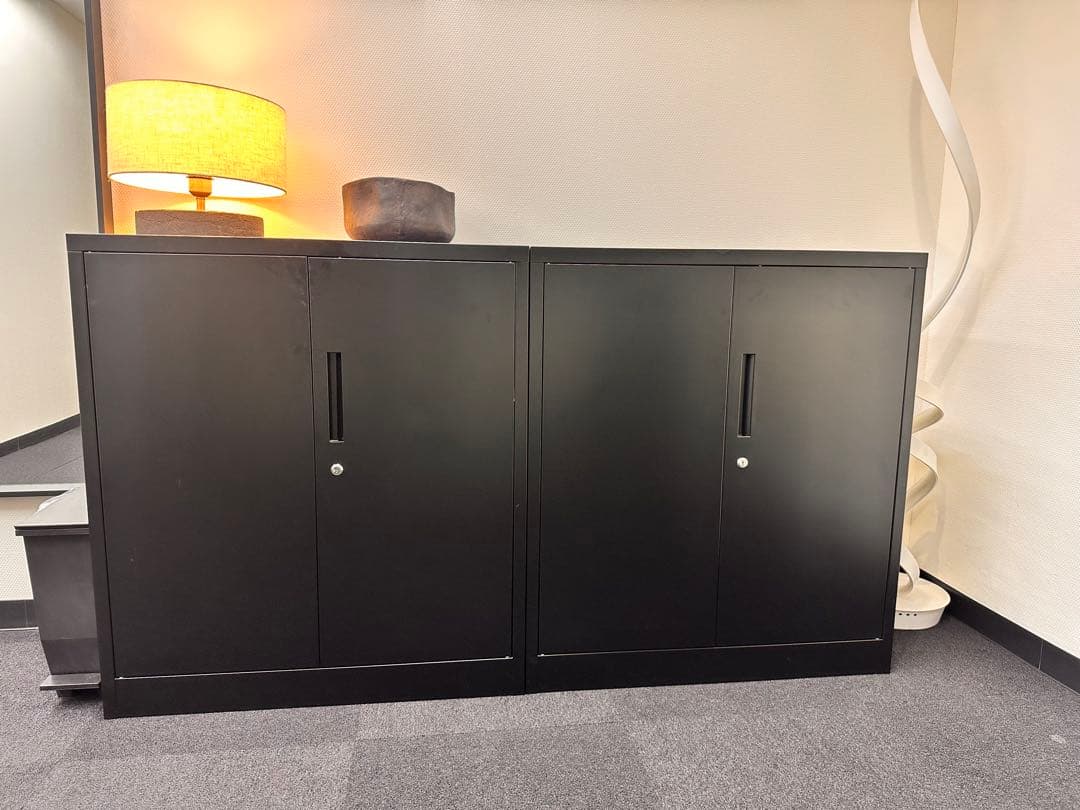 スチールキャビネット 鍵付き 1台 ブラック オフィス収納