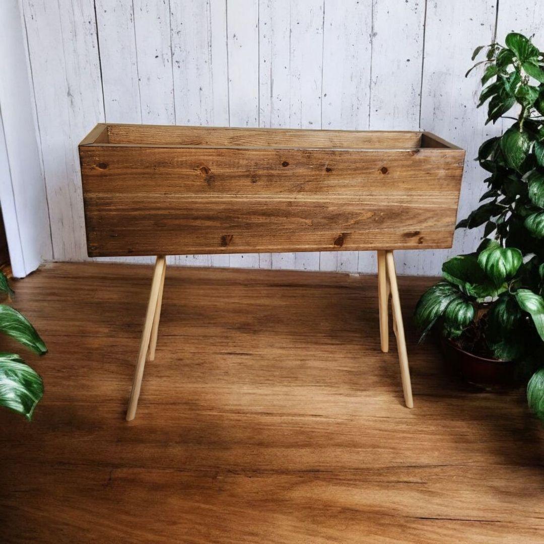 スタイリッシュな/古材風/プランタースタンド/フラワースタンド/ウォルナット