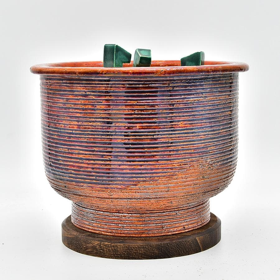 九代 大樋長左衛門 陶土斎 糸目火鉢 五徳 瓶掛け 茶道具 共箱