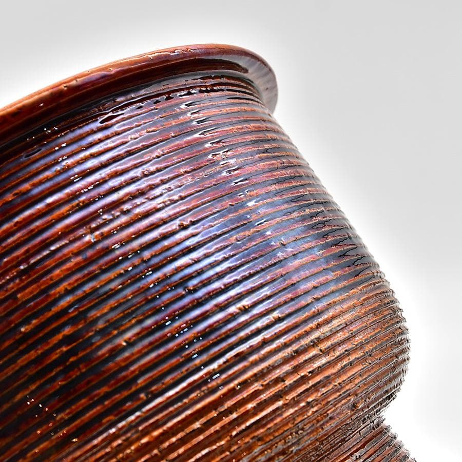 九代 大樋長左衛門 陶土斎 糸目火鉢 五徳 瓶掛け 茶道具 共箱