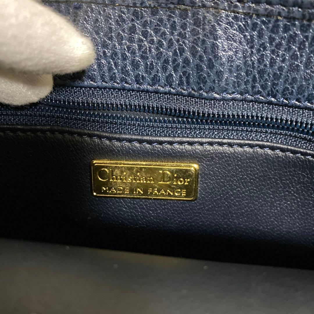 Christian Dior レザーバッグ ネイビー CDロゴ