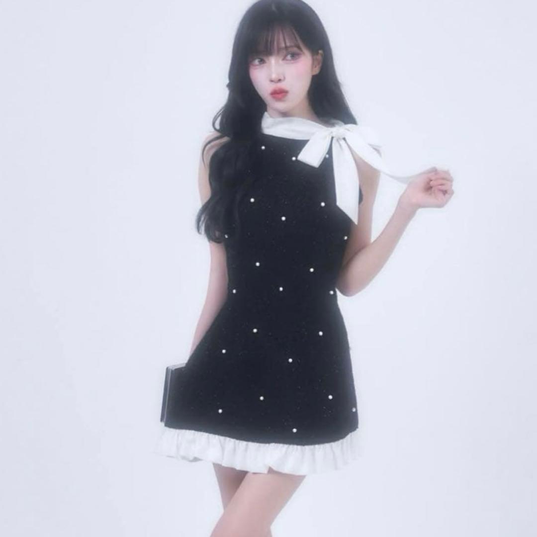 ベリアミミ　ツイード　パール　ミニワンピース