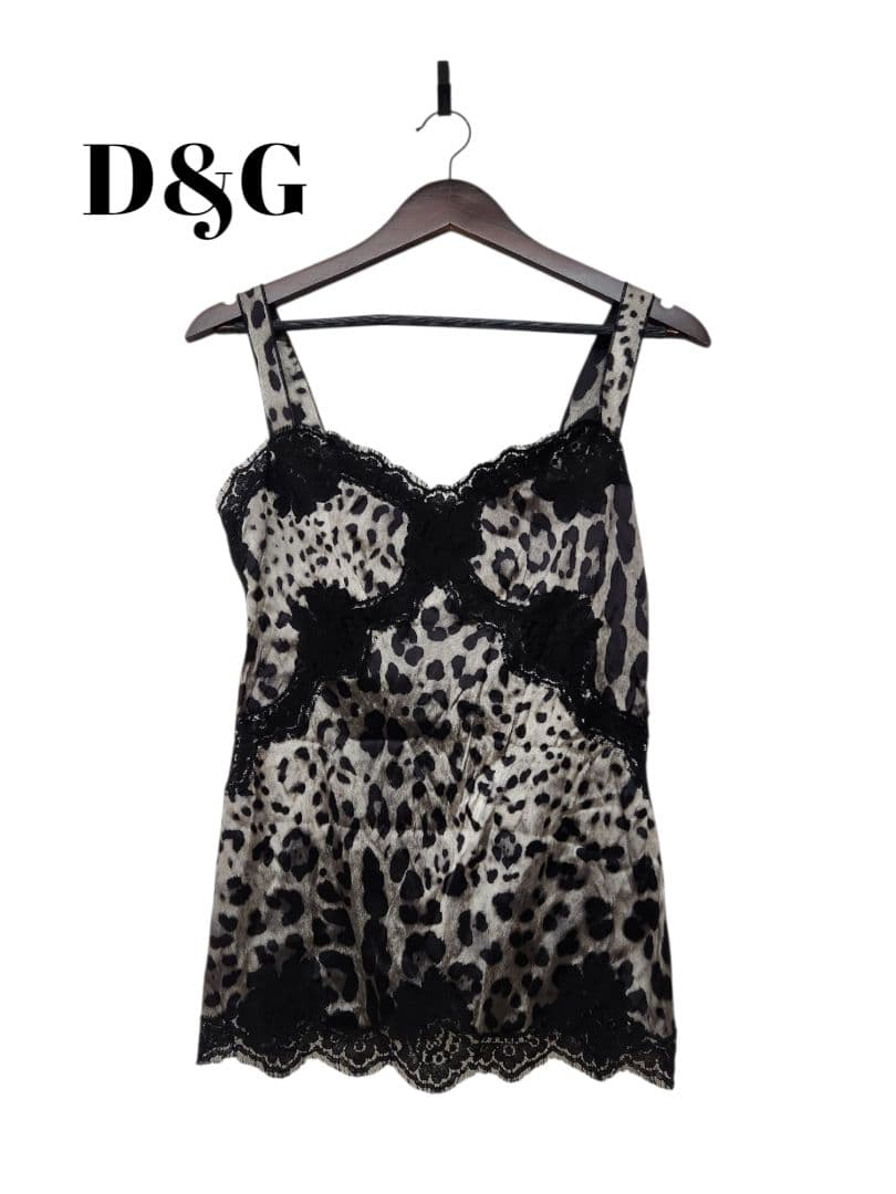 68408　DOLCE&GABBANA　レオパード　レース　キャミソール