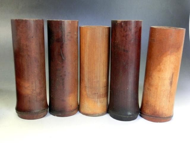 火入れ●5個セット 白磁 灰入り 煙草盆 灰器 竹筒 古民具 時代物 骨董品■