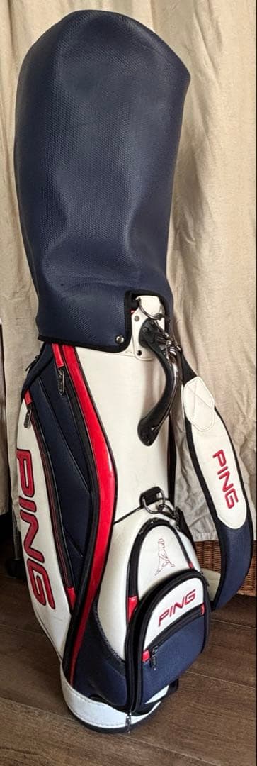 PING キャディバッグ ゴルフバッグ　ネイビー/ホワイト/レッド　メンズ