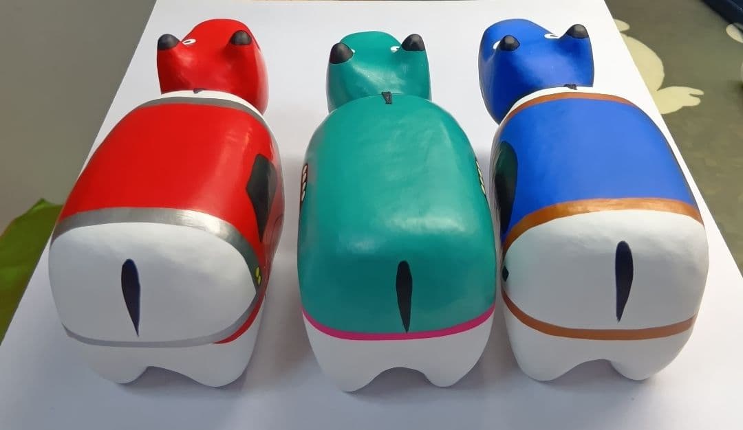 炎*い様 新品　野沢民芸　赤ベコ　新幹線　3号　3個セット