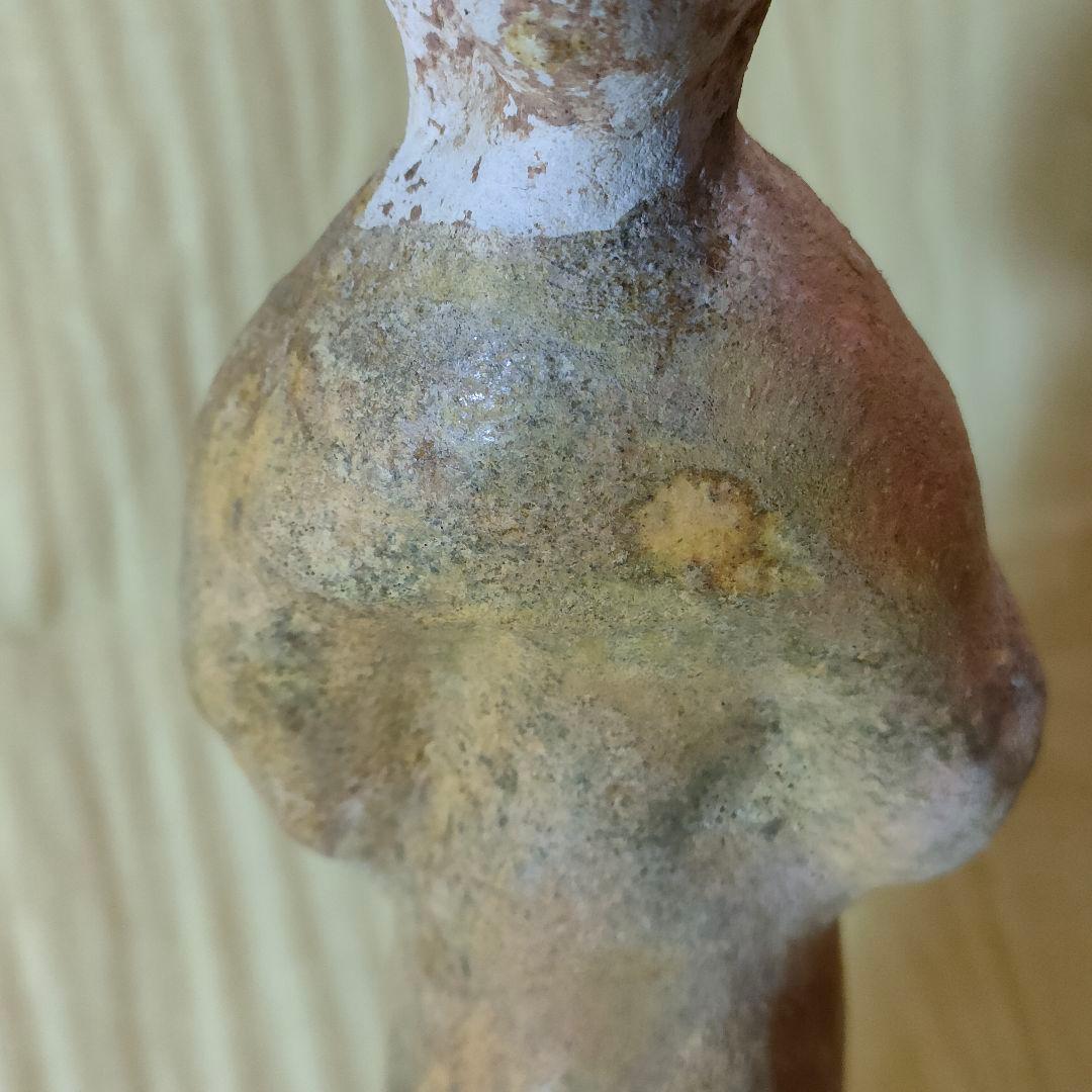 加彩人物俑　中国古陶　古玩　侍女　唐三彩