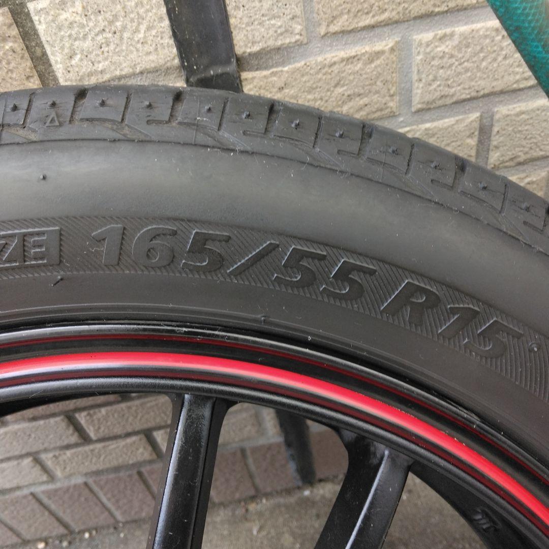 15インチ 5j　45エスホールドブラック スポーク ホイールセット