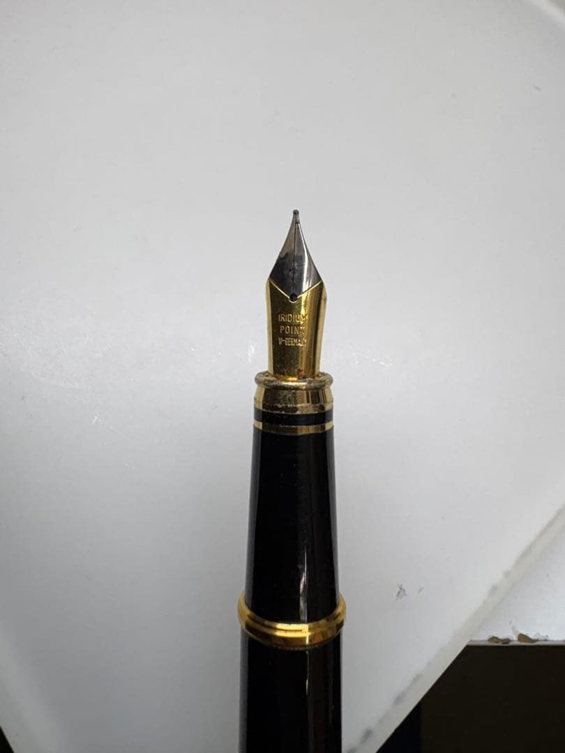 黒い花柄万年筆・イリジウムペン先・中古品