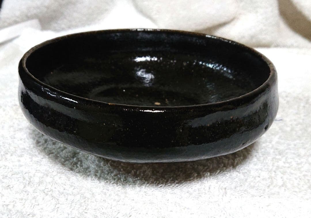 茶道具黒楽旦入平茶碗 木箱付 A431