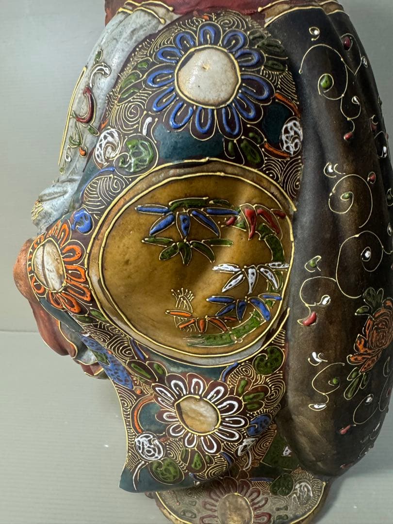 2593 九谷焼　布袋様　置物　陶芸　七福神　縁起物　時代物