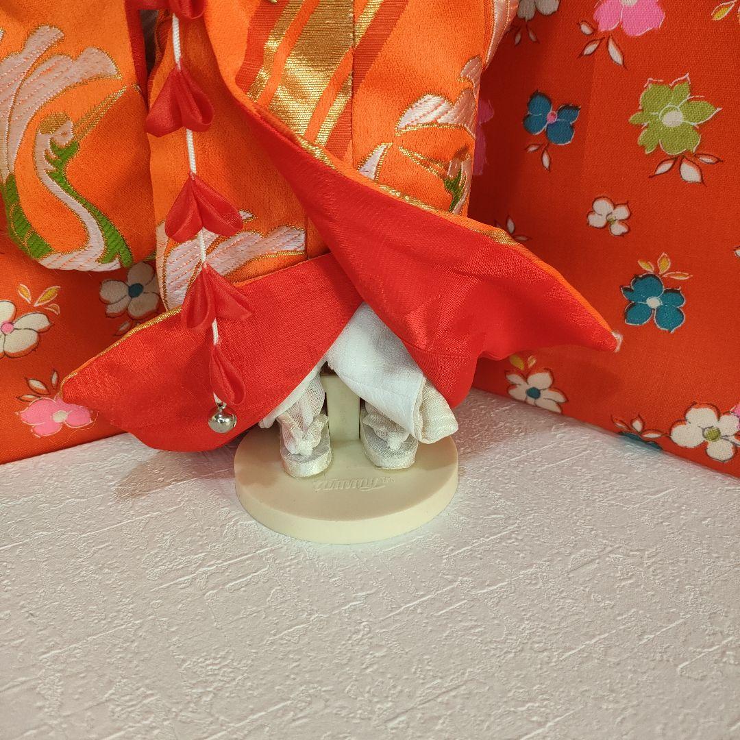 タミーちゃんサイズ　ハンドメイド　花嫁衣装セット　色打掛　オレンジ鶴