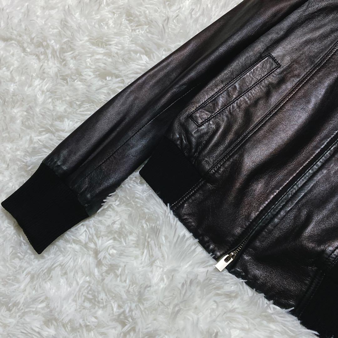 美品⭐️セオリー　シングルライダースジャケット　ダブルジップ　ラムレザー　黒