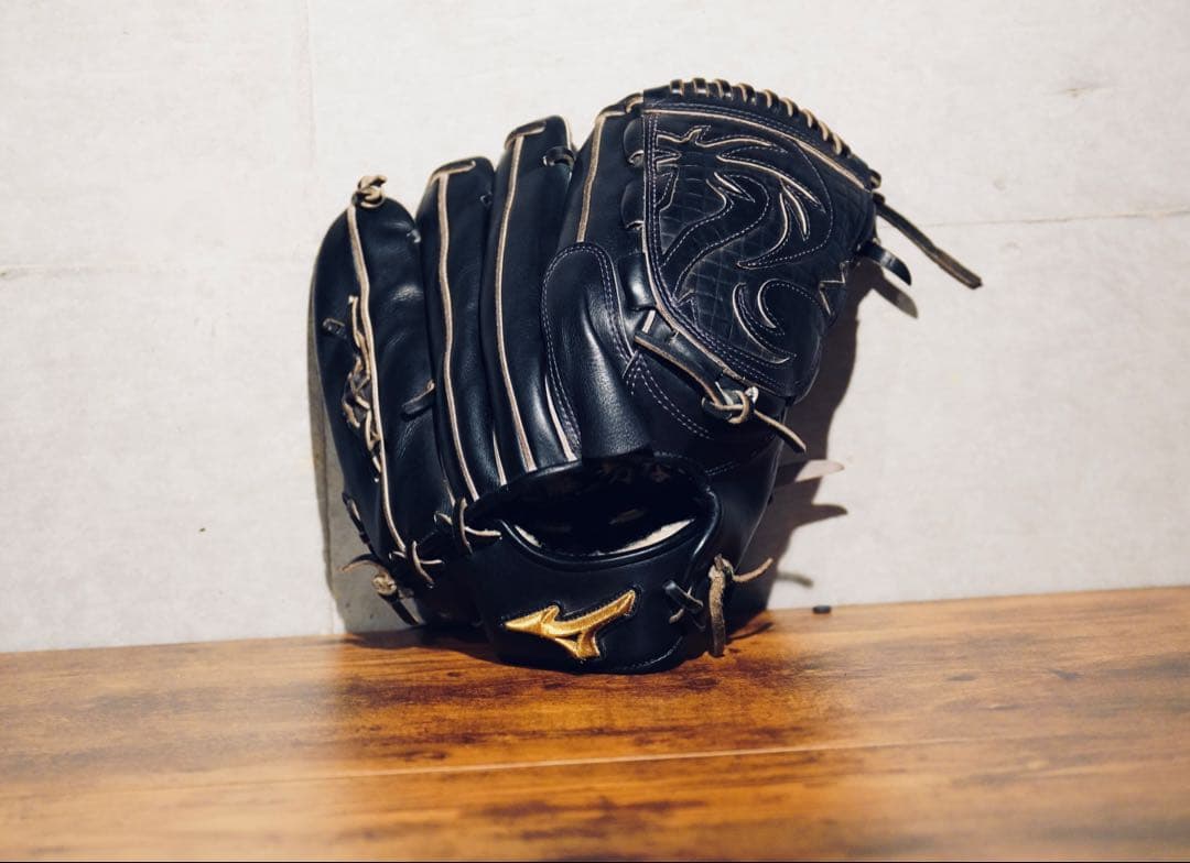の*り様 ミズノプロ Mizuno Pro 硬式 投手用 グラブ ブラック　波賀