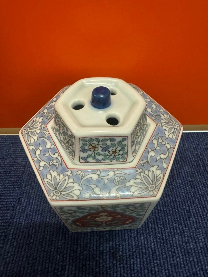 1659 有田焼　幸楽　草花文　香炉　未使用