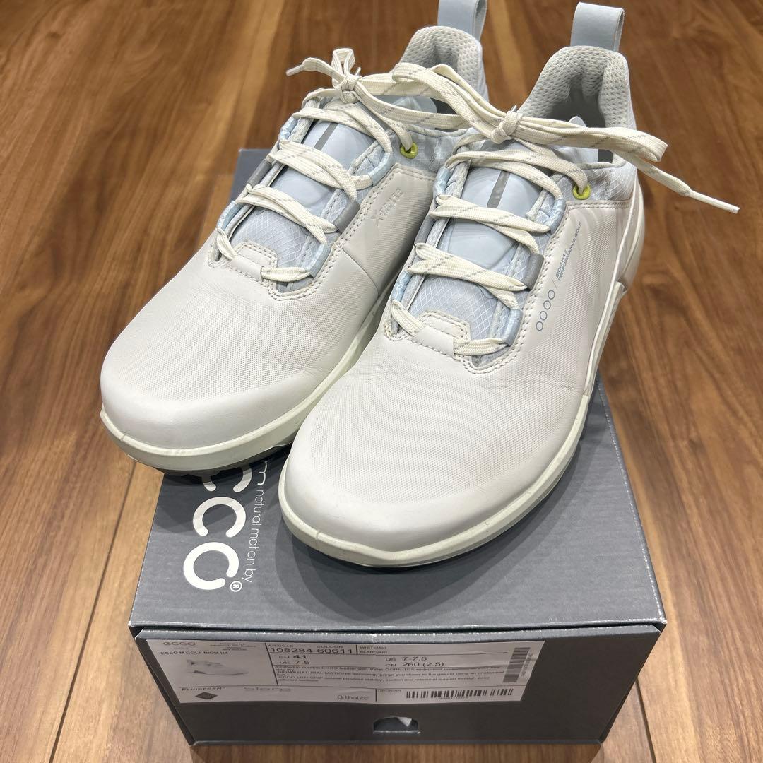 美品 定価35200円 ECCO バイオムH4ゴルフシューズ 25.5 ホワイト