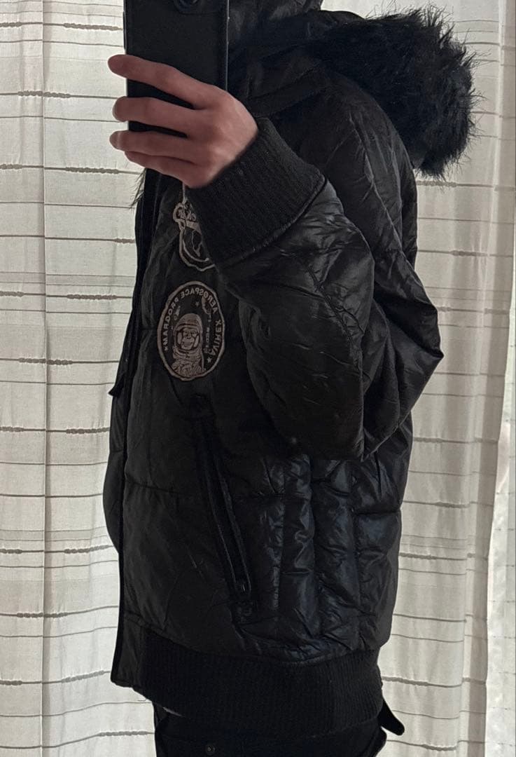 AVIREX ファー ダウンジャケット 黒