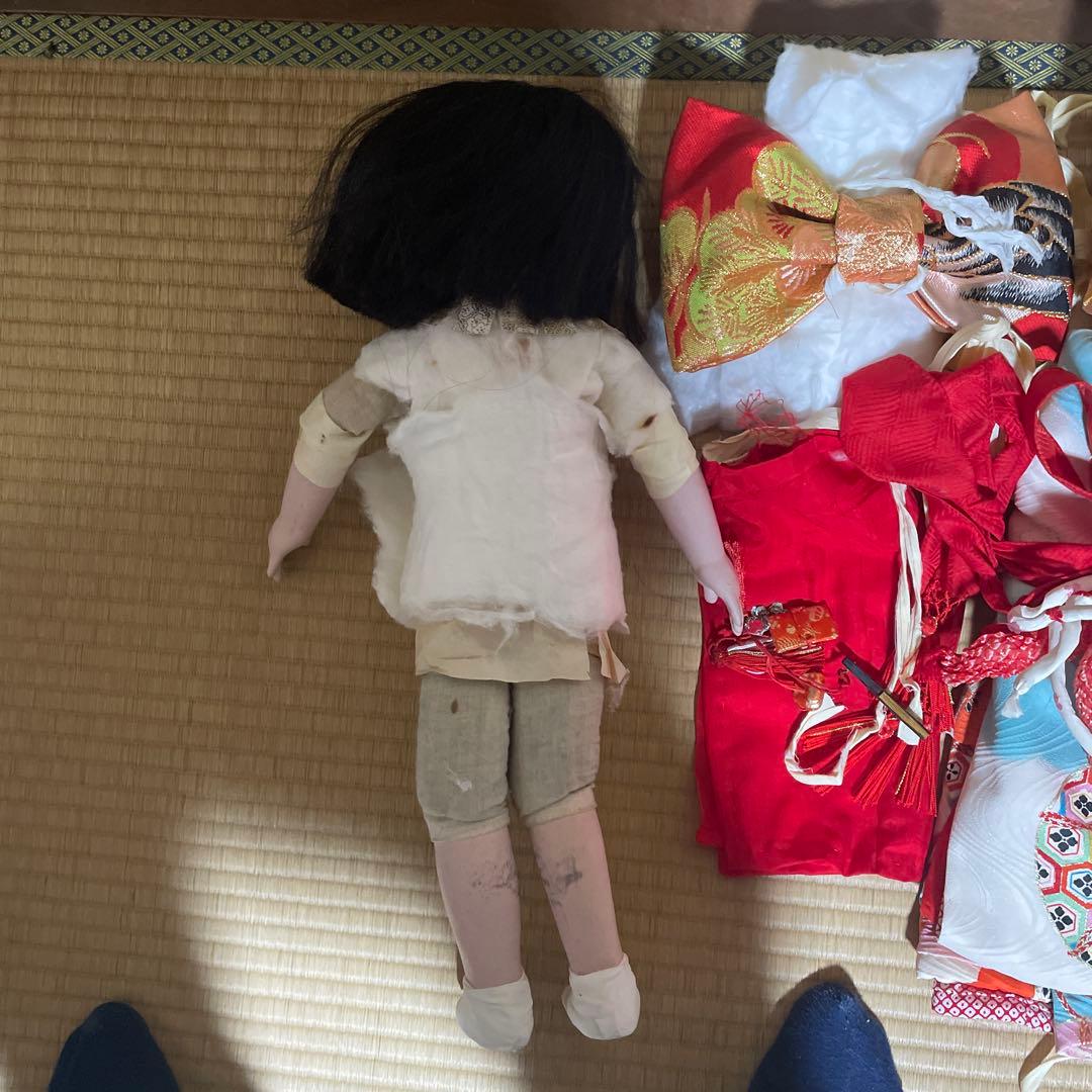 アンティーク・日本人形 市松人形 伝統的和装(着物を脱がせて作者確認済)