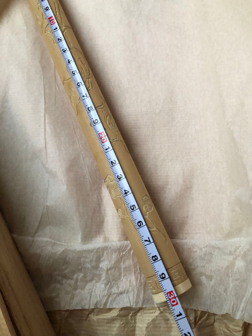 香筒　柘植材　完斉氏作　30㎝