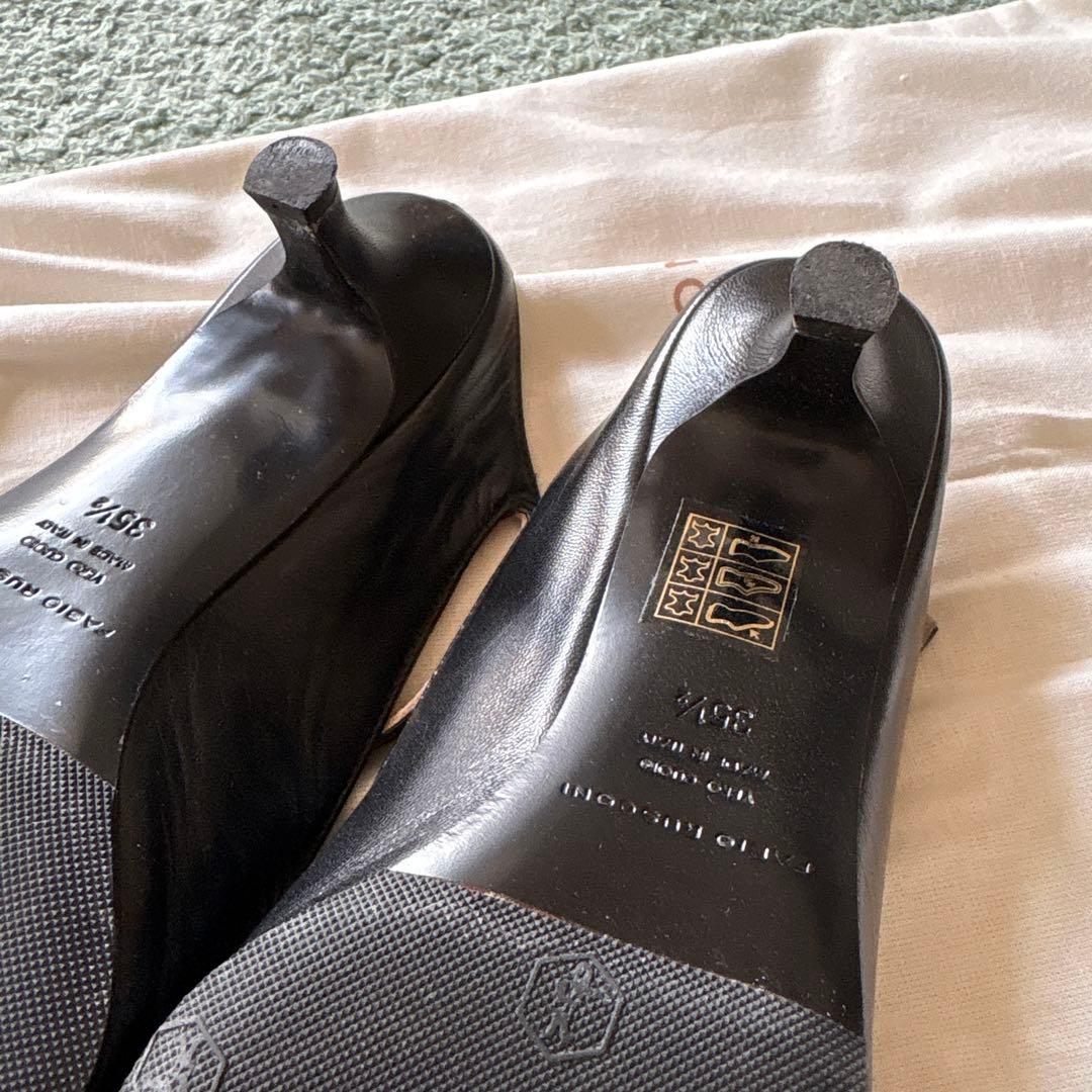 美品【FABIO RUSCONI】黒ストラップミュール 35 1/2