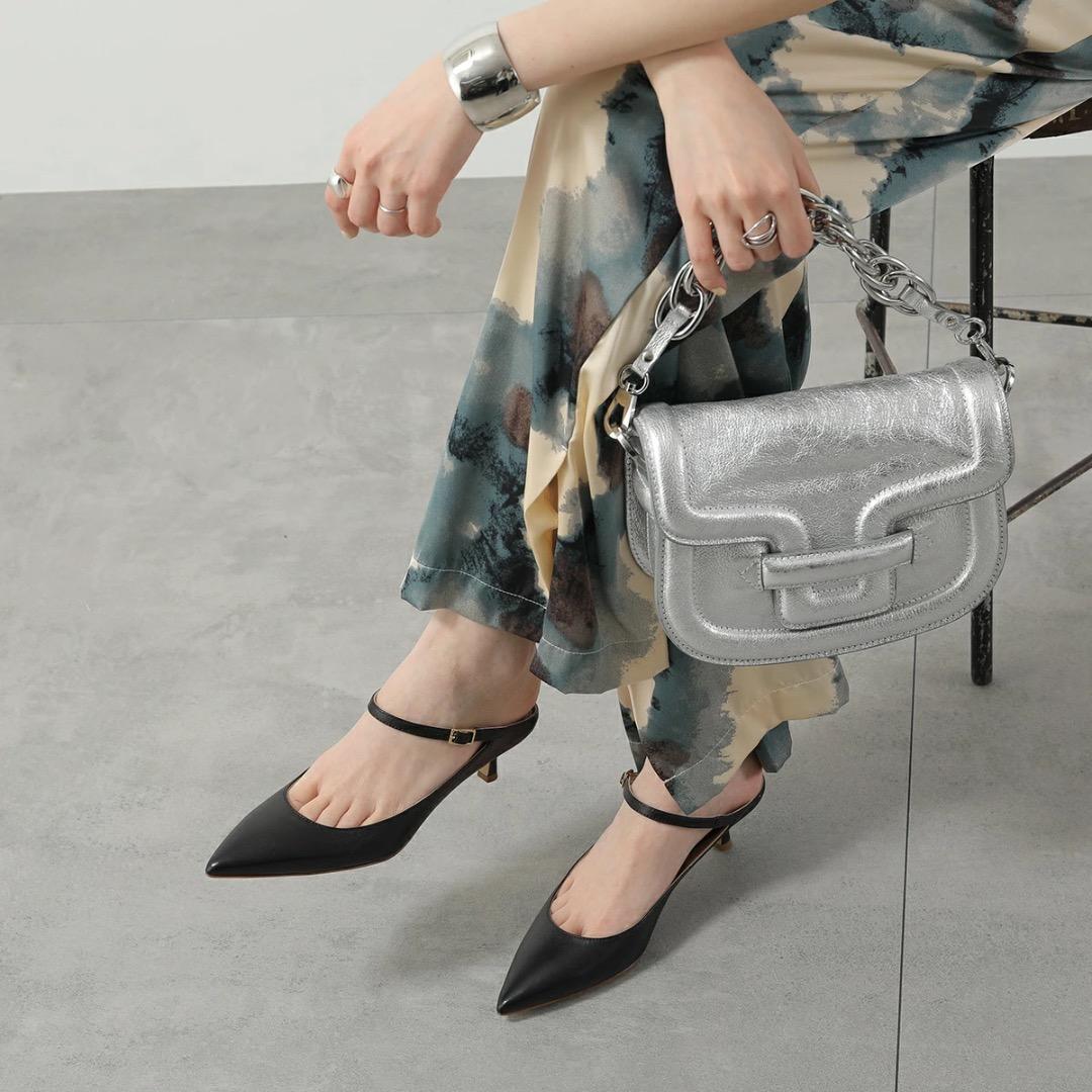 美品【FABIO RUSCONI】黒ストラップミュール 35 1/2