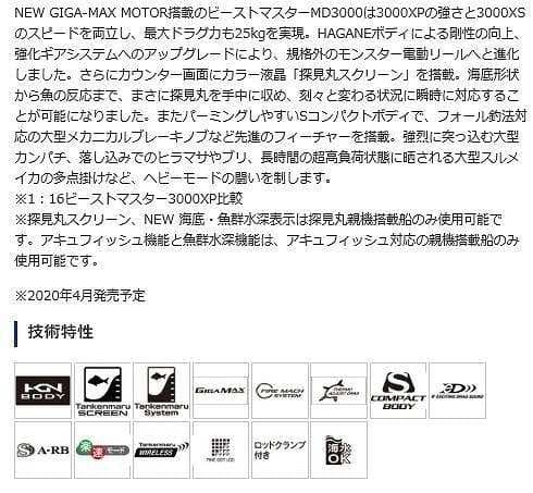 シマノ SHIMANO 20ビーストマスター MD3000