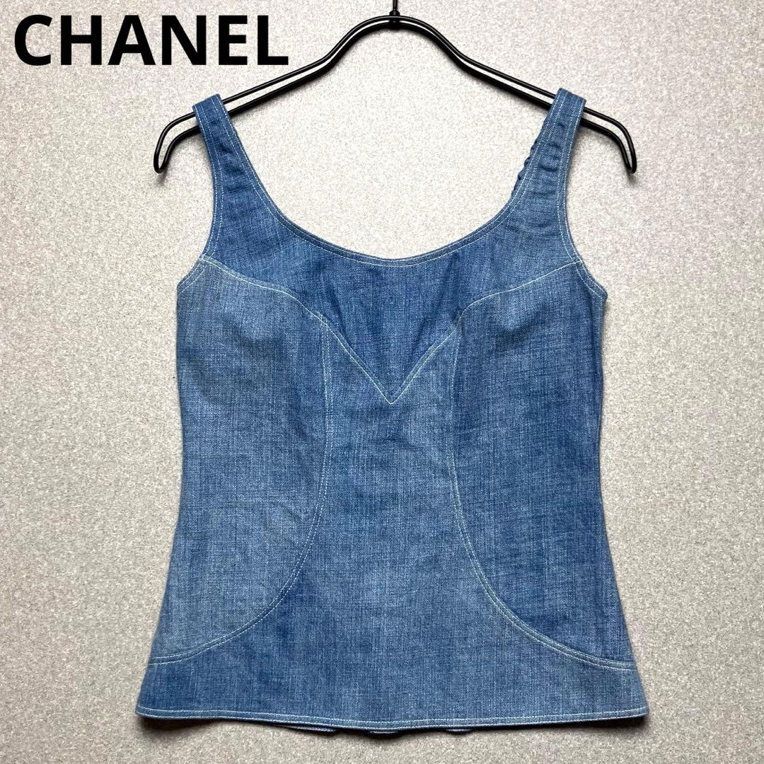 CHANEL デニム キャミソール ココマークノースリーブカットソー シャネル