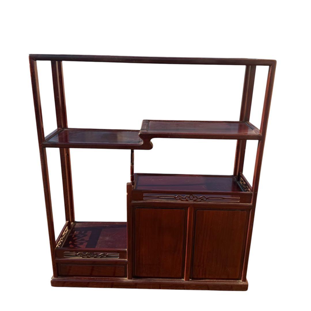 唐木家具 飾り棚 和モダン 違い棚 収納付き 昭和レトロ