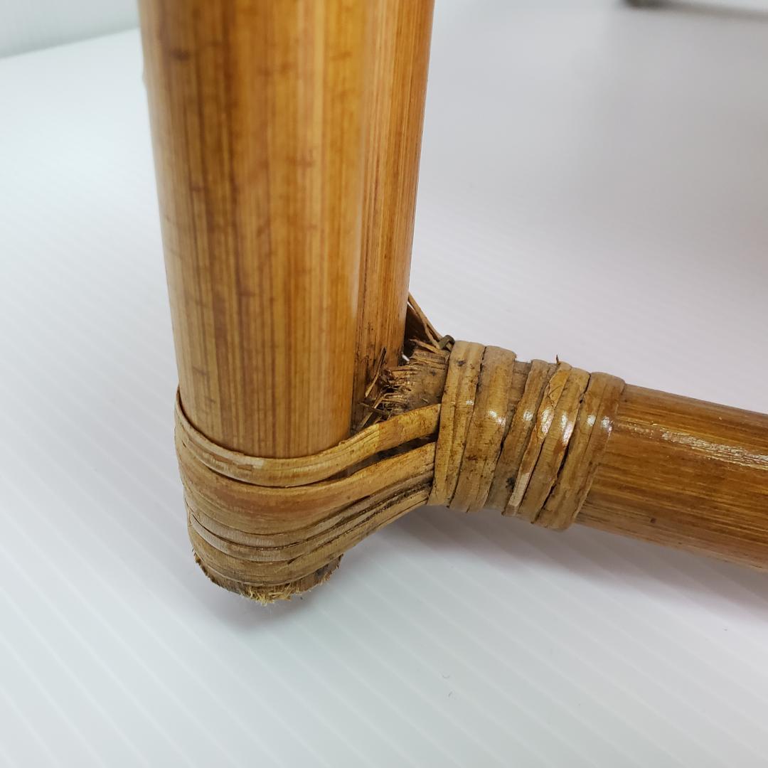 ラタン　座椅子　レトロ　木製ビーズ付き　希少