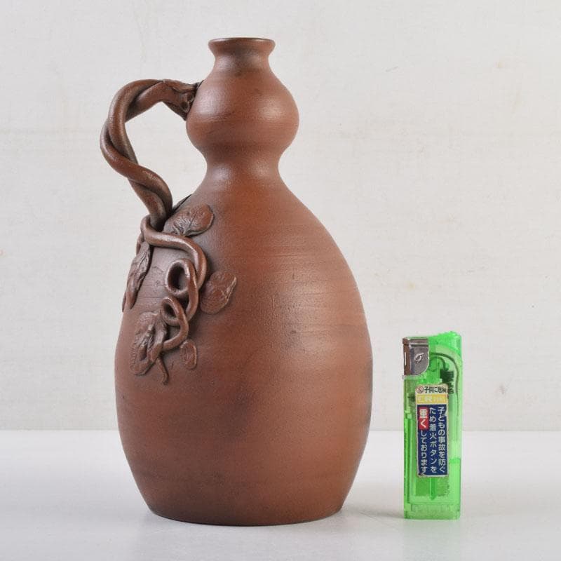 くう　桂又三郎極め　江戸中期　古備前　蔓付瓢徳利　共箱　V　9003