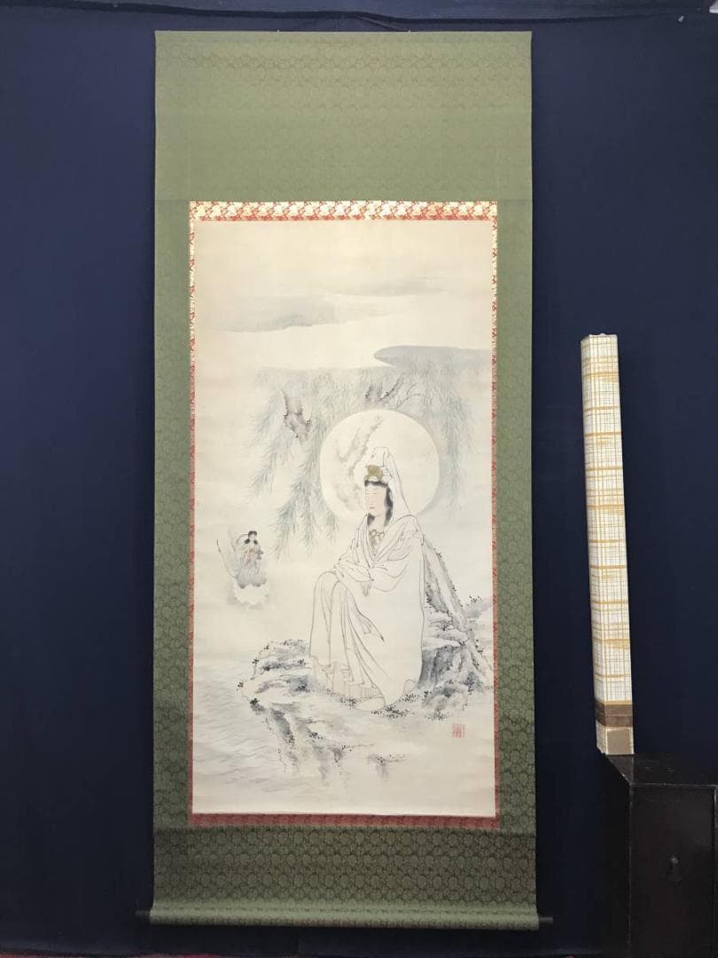 【真作】徳南舎/柳巌観音図/観音図/大幅/掛軸/名家伝来/AC-285