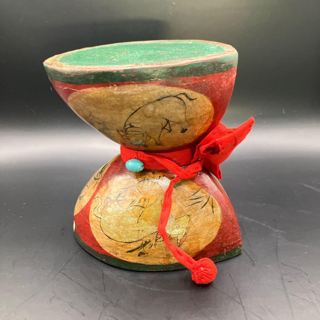 小太鼓 中国 骨董 干支 動物 太鼓 打楽器 アンティーク