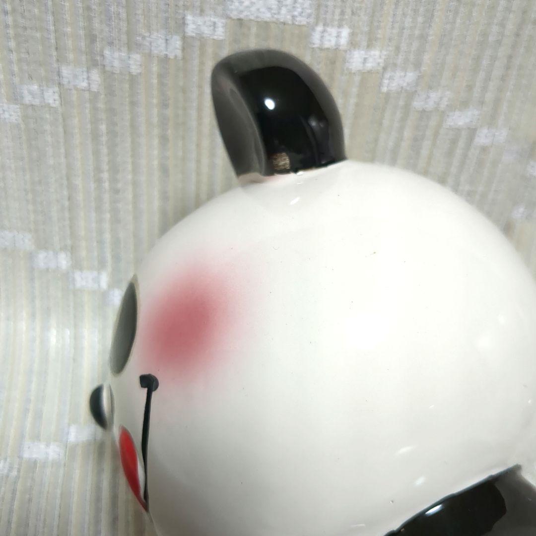 内藤ルネ　パンダ陶器貯金箱　昭和レトロ　お花パンダ