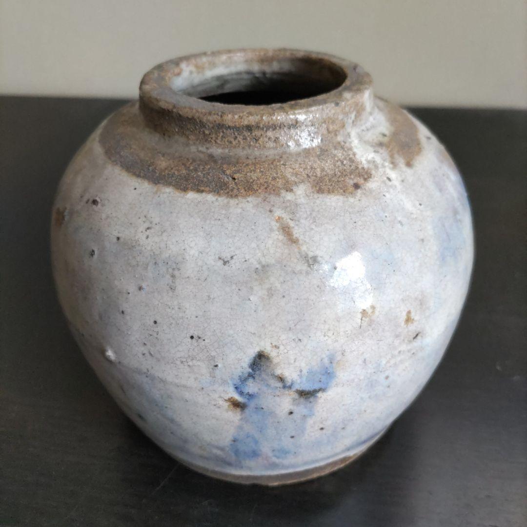 値下げしました。 青と灰色の釉薬の陶器花瓶