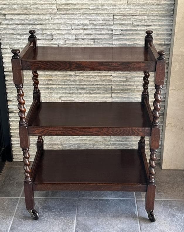 売約済み　英国　アンティーク トローリー メンテナンス済み　オーク材 ワゴン