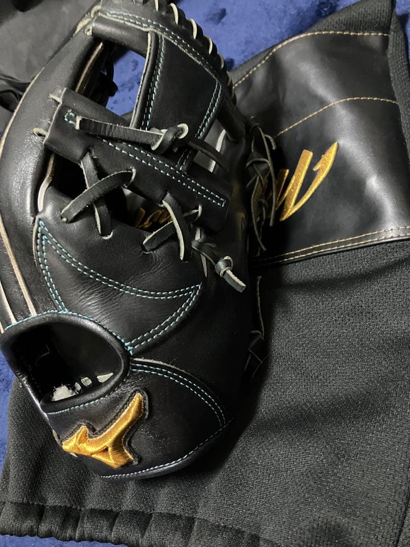 ミズノプロ　軟式グローブ 黒（ミズロプログラブ袋付き）