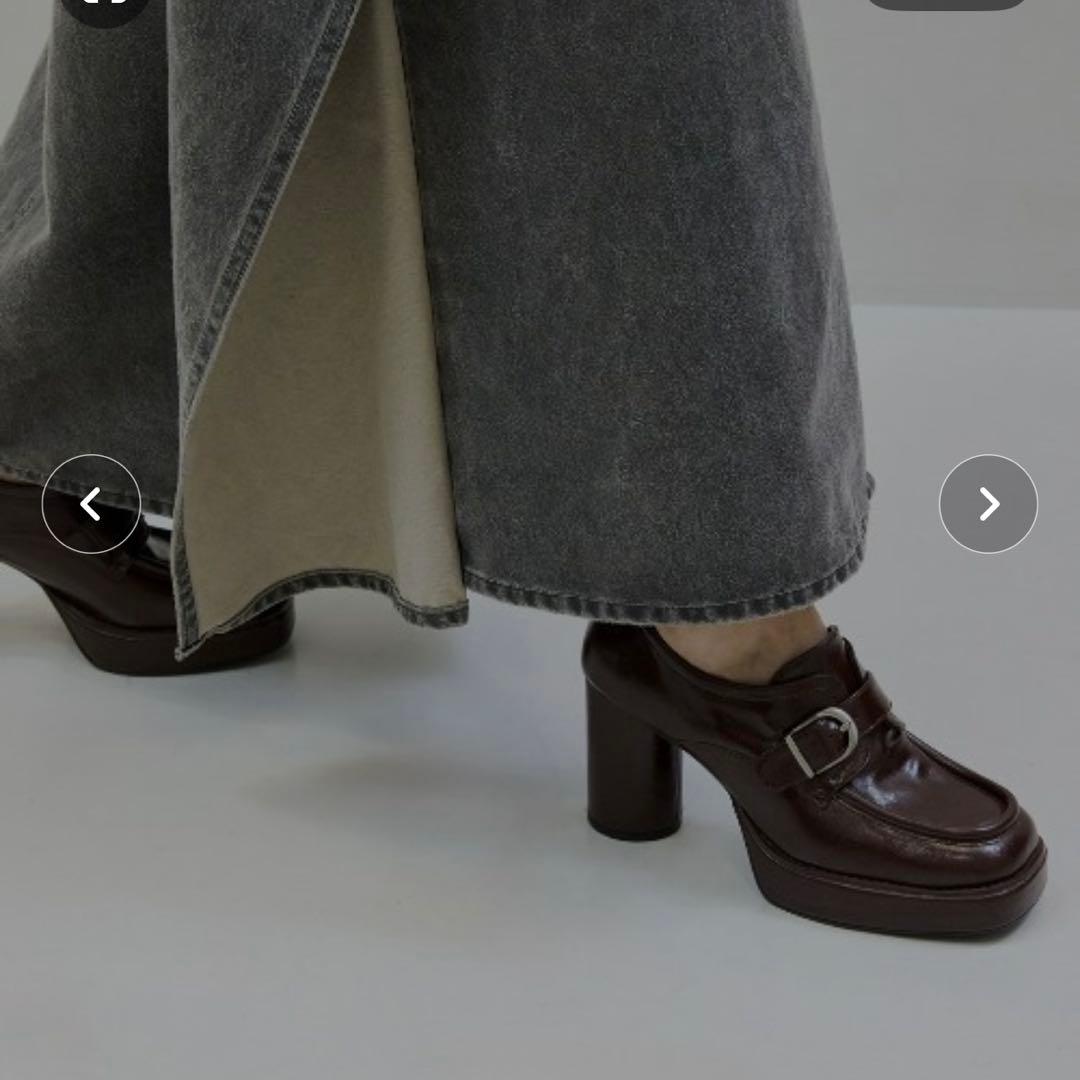 【Ameri新品】square lady loafer(ブラウン23.5-24)