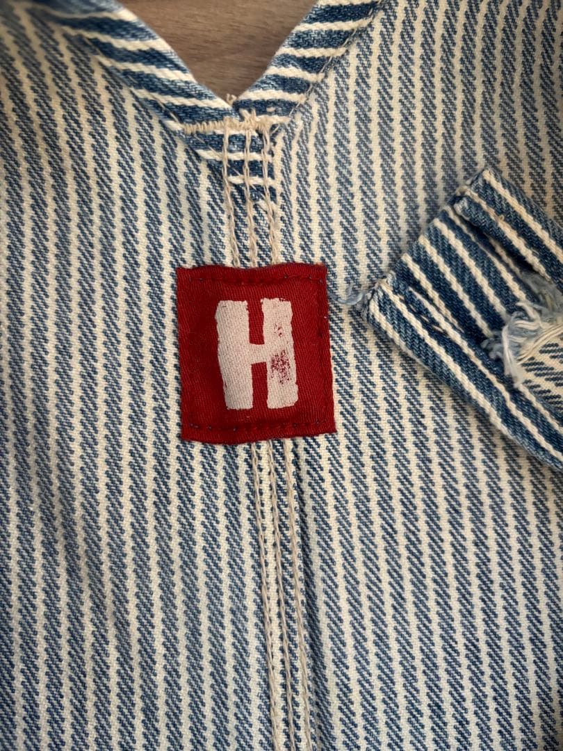 ビンテージヒステリックグラマーヒッコリーオーバーオール刺繍ワッペンストライプ