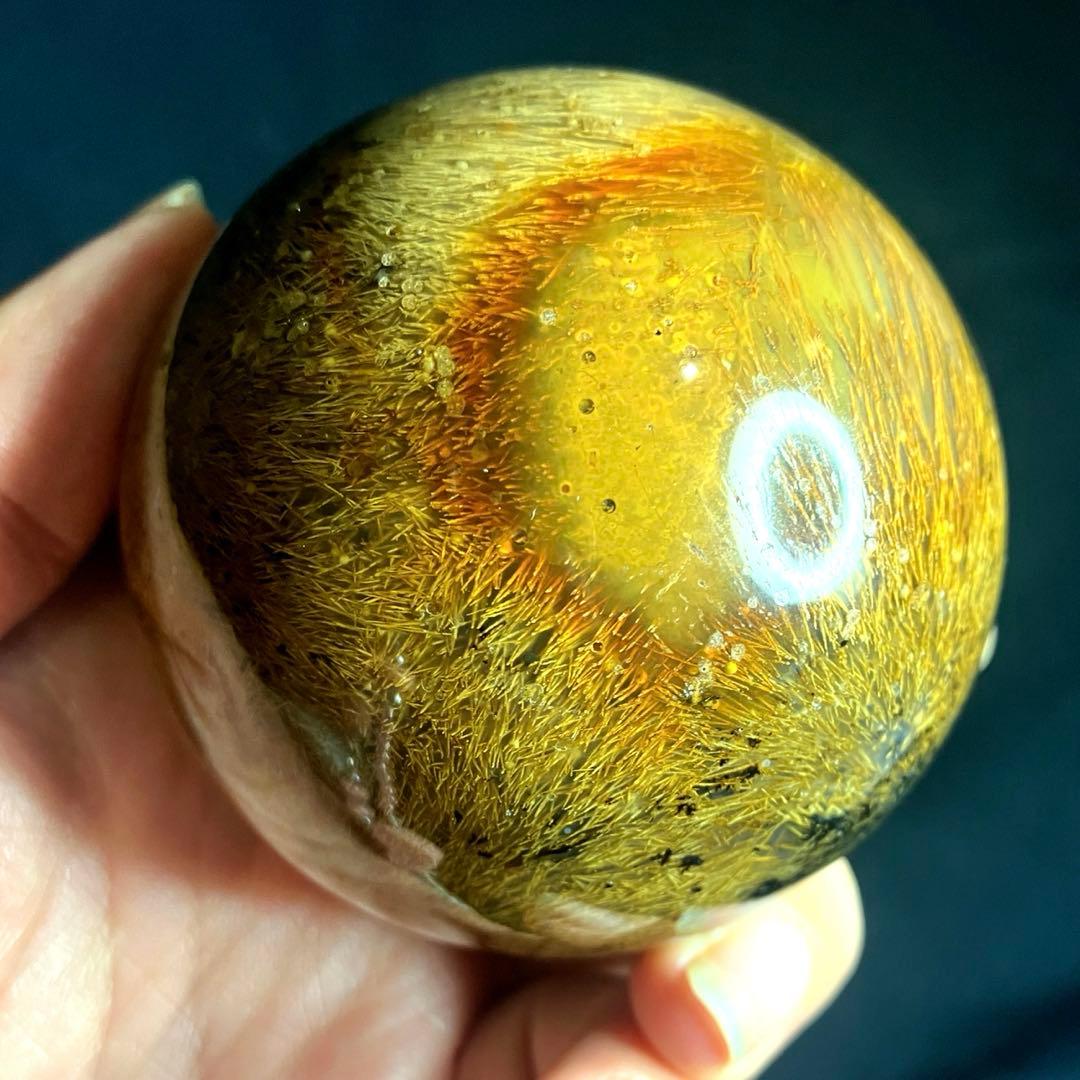 超大玉　65mm ゴールドスモーキールチルクォーツ　金針水晶　パワーストーン