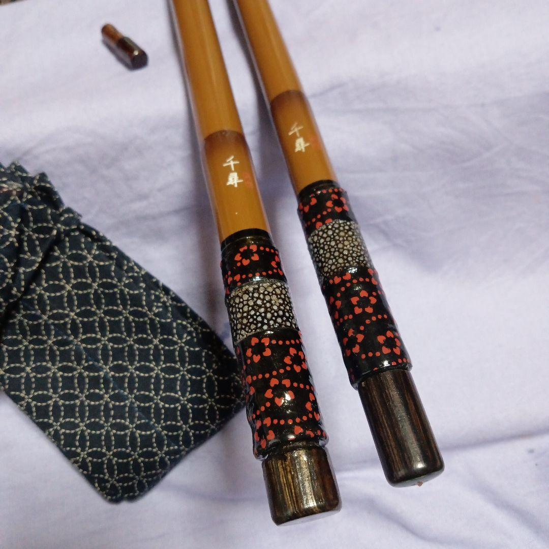 かちどき千尋別作小仕舞二本物カスタム鮫皮へら竿・へら鮒・ヘラブナ・竿掛け