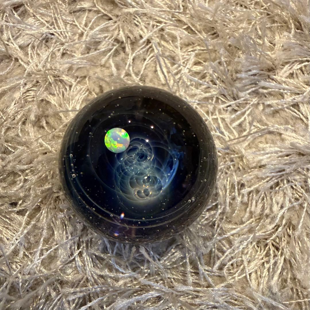 【正規品】+α 宇宙ガラス ミニマーブル ホワイトオパール LED展示台セット