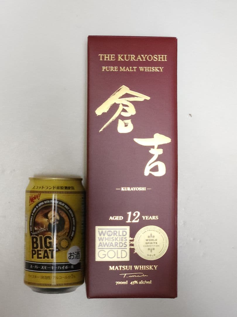 倉吉12年ピュアモルトウイスキー 43% BIGPEATハイボール缶７％