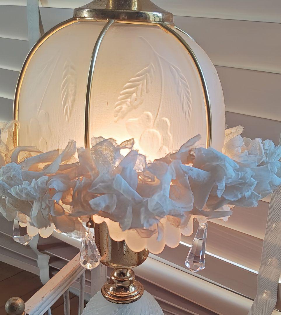 フランスアンティーク✨️布花冠・テーブルランプ ２点セット ブロカント