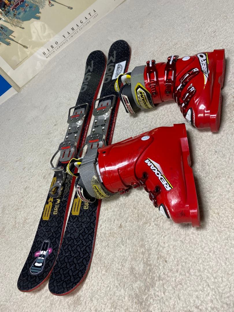 b×bショートスキー　99cm ブーツレグザム24cmショートスキーセット中古