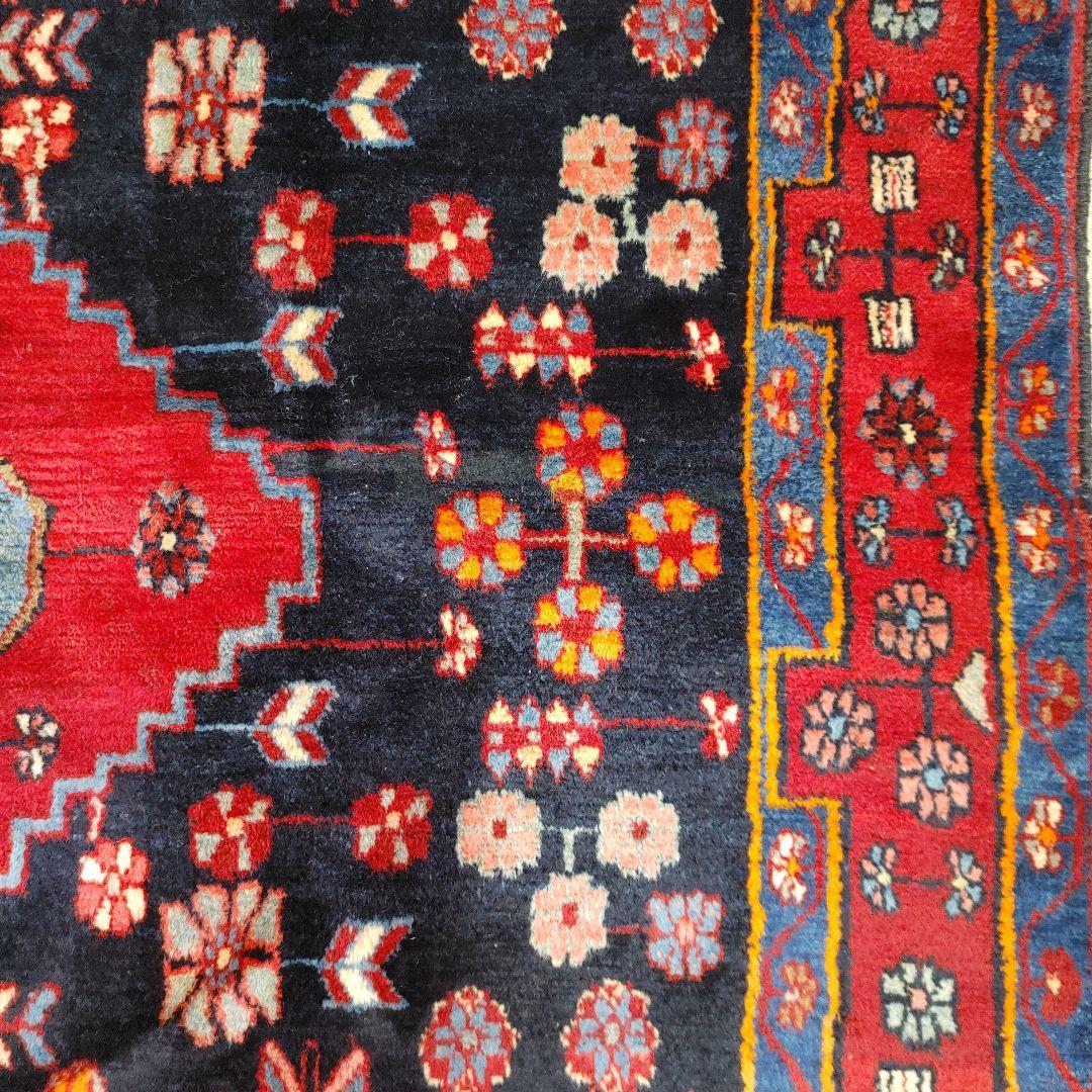 ペルシャ絨毯 205x135 手織り 美術品 草木染 ハマダン産クリーニング済み