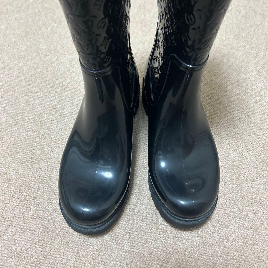 新品未使用 ルイヴィトン ブラックラバー長靴 ロゴ入り