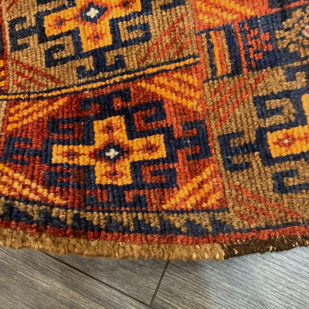 トライバル ラグ トルクメン 手織り 絨毯 ビンテージラグ 44cmx60cm