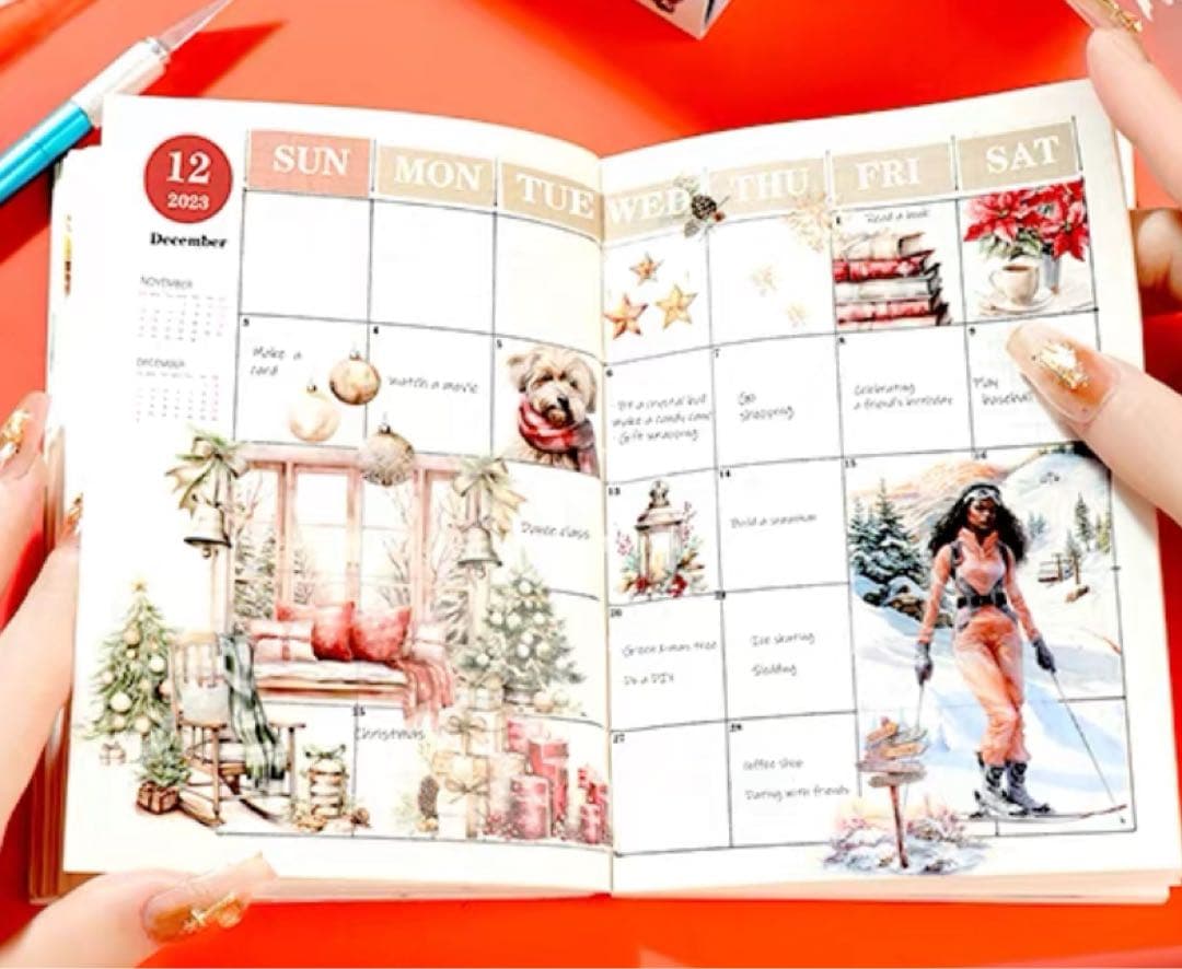 新品　冬語　美式人物小物　PET霧面マスキングテープ　箱入りマステ6本セット